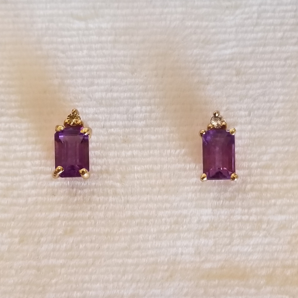 14K Gold Amethyst Earrings